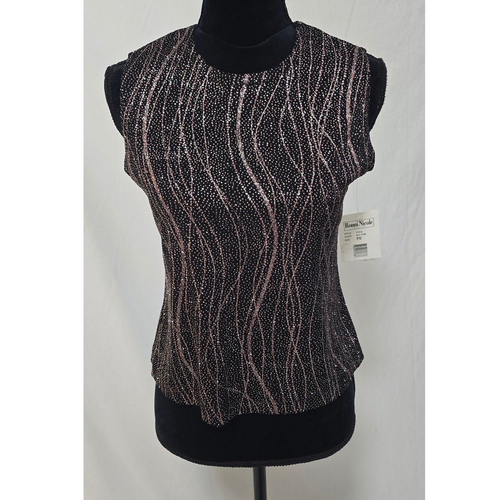 Vtg Ronni Nicole‎ Petite by Ouida women PS shimmer tank top coquette romantic